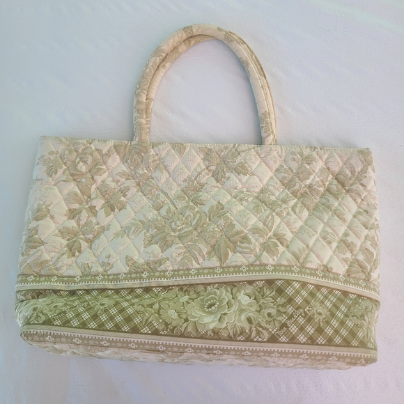 Vera Bradley Handbags - Vera Bradley Vintage 1995 Natural Floral Tote Purse